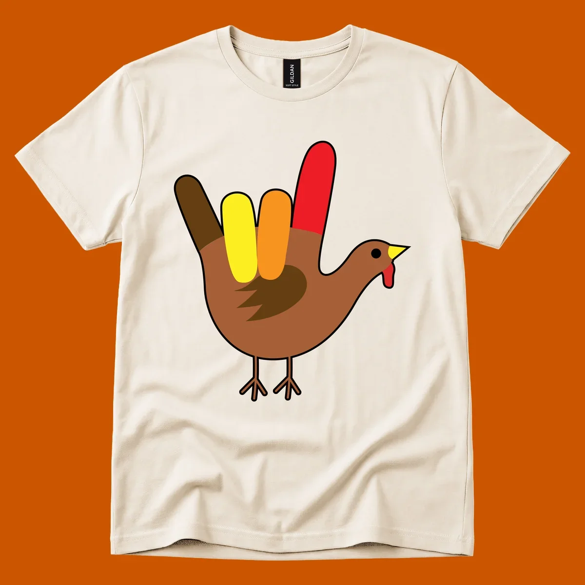 Turkey hand sign illustration for Thanksgiving, 'I Love You' symbol.