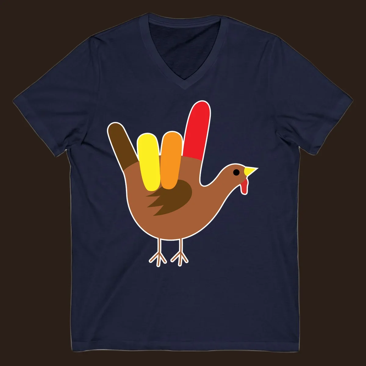 Turkey hand sign illustration for Thanksgiving, 'I Love You' symbol.