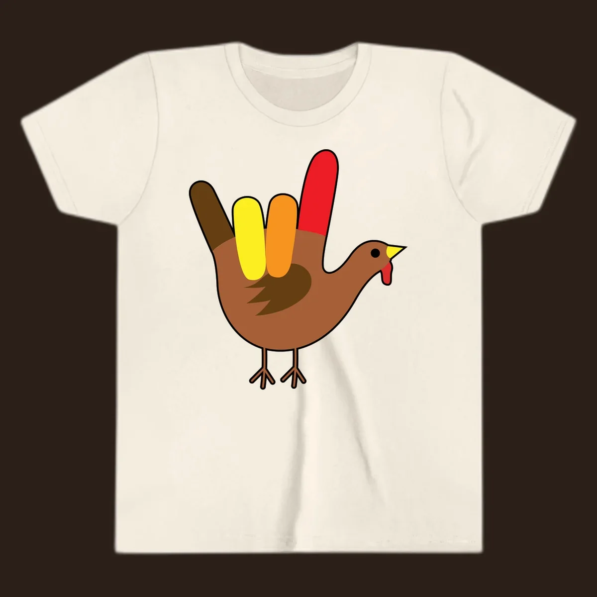 Turkey hand sign illustration for Thanksgiving, 'I Love You' symbol.
