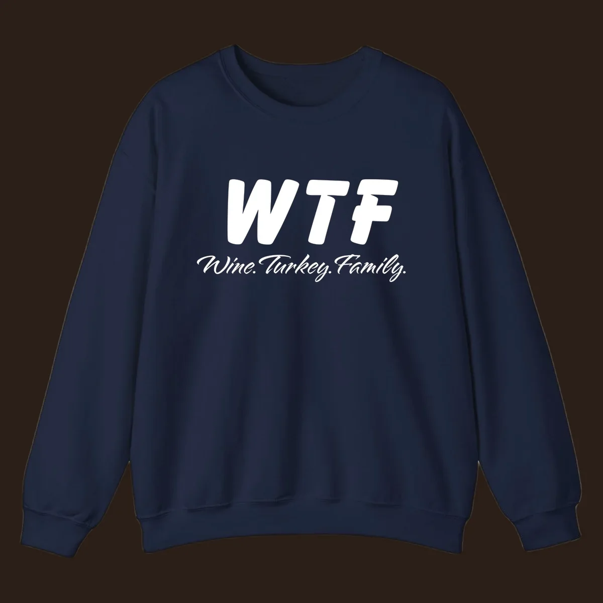 WTF Wine Turkey Family text design for Thanksgiving shirts.
