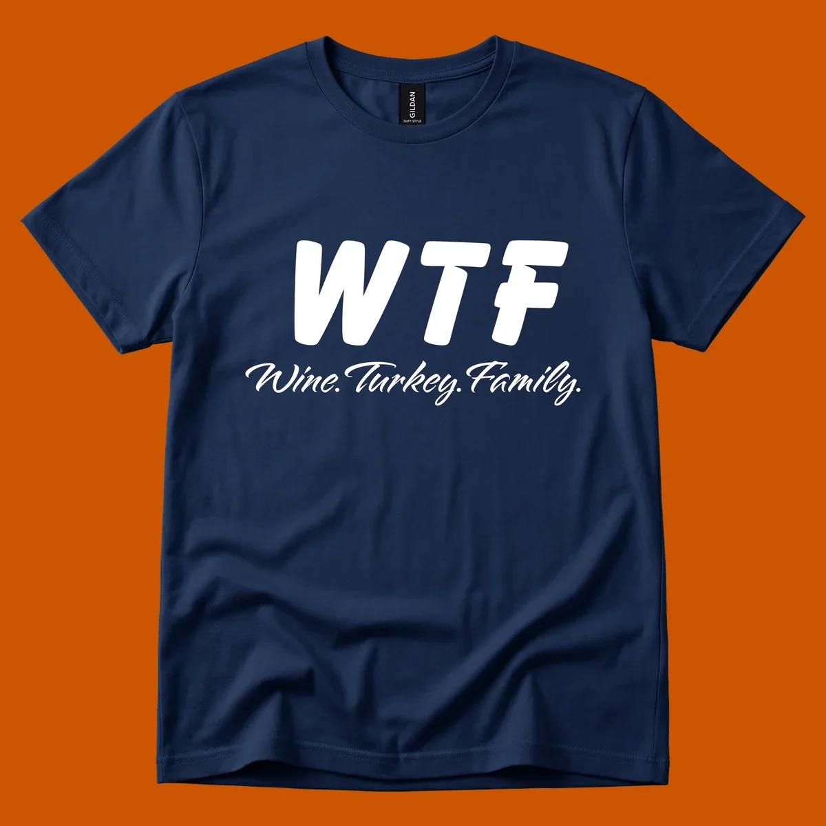 WTF Wine Turkey Family text design for Thanksgiving shirts.