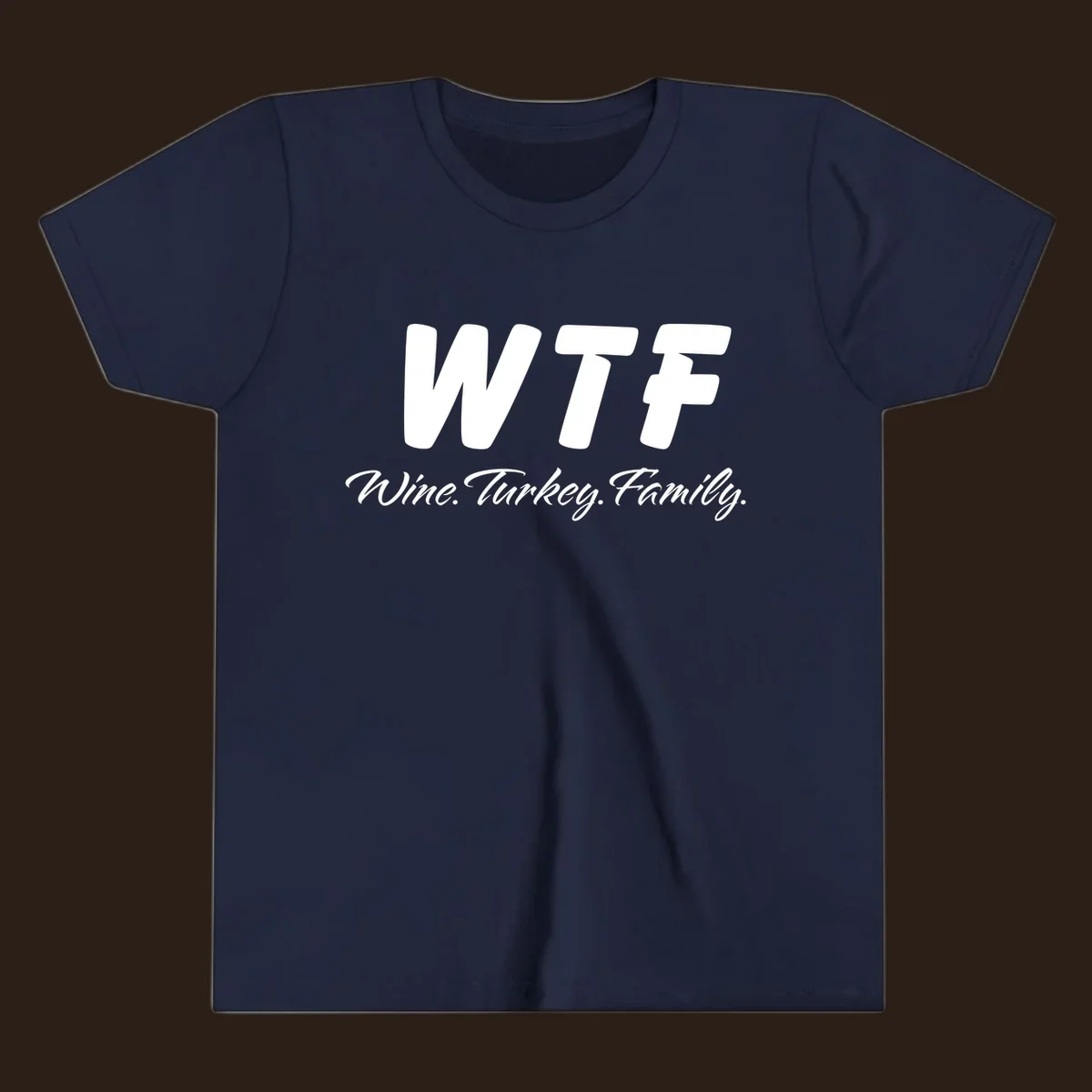 WTF Wine Turkey Family text design for Thanksgiving shirts.