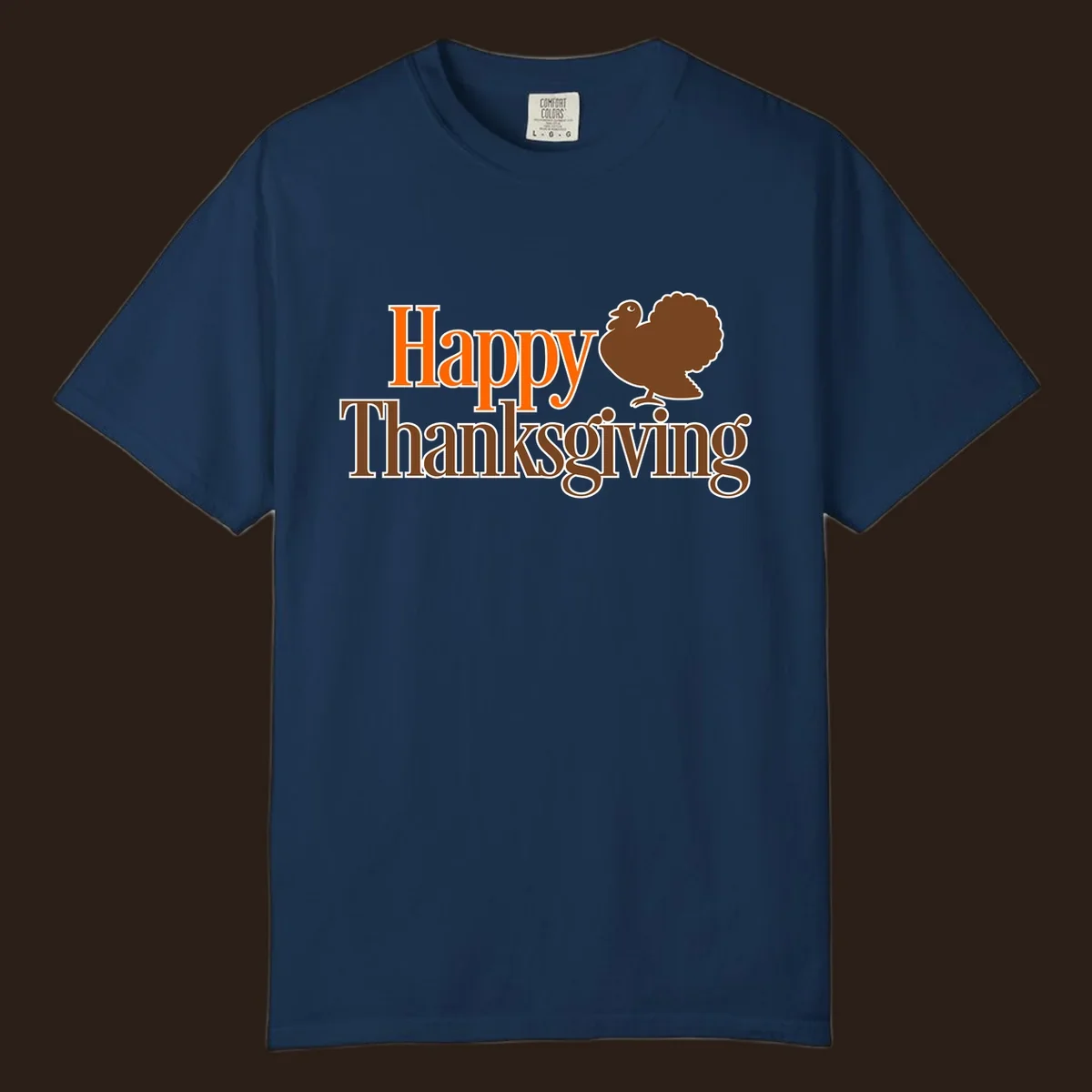 Happy Thanksgiving text with a cartoon turkey illustration, for Thanksgiving holiday.