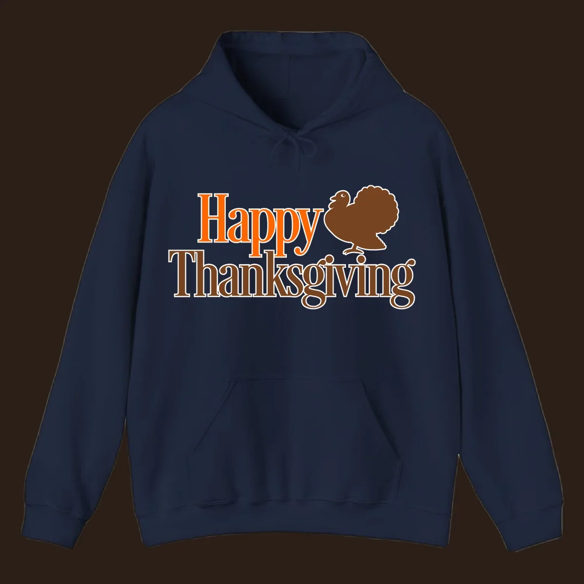 Happy Thanksgiving text with a cartoon turkey illustration, for Thanksgiving holiday.