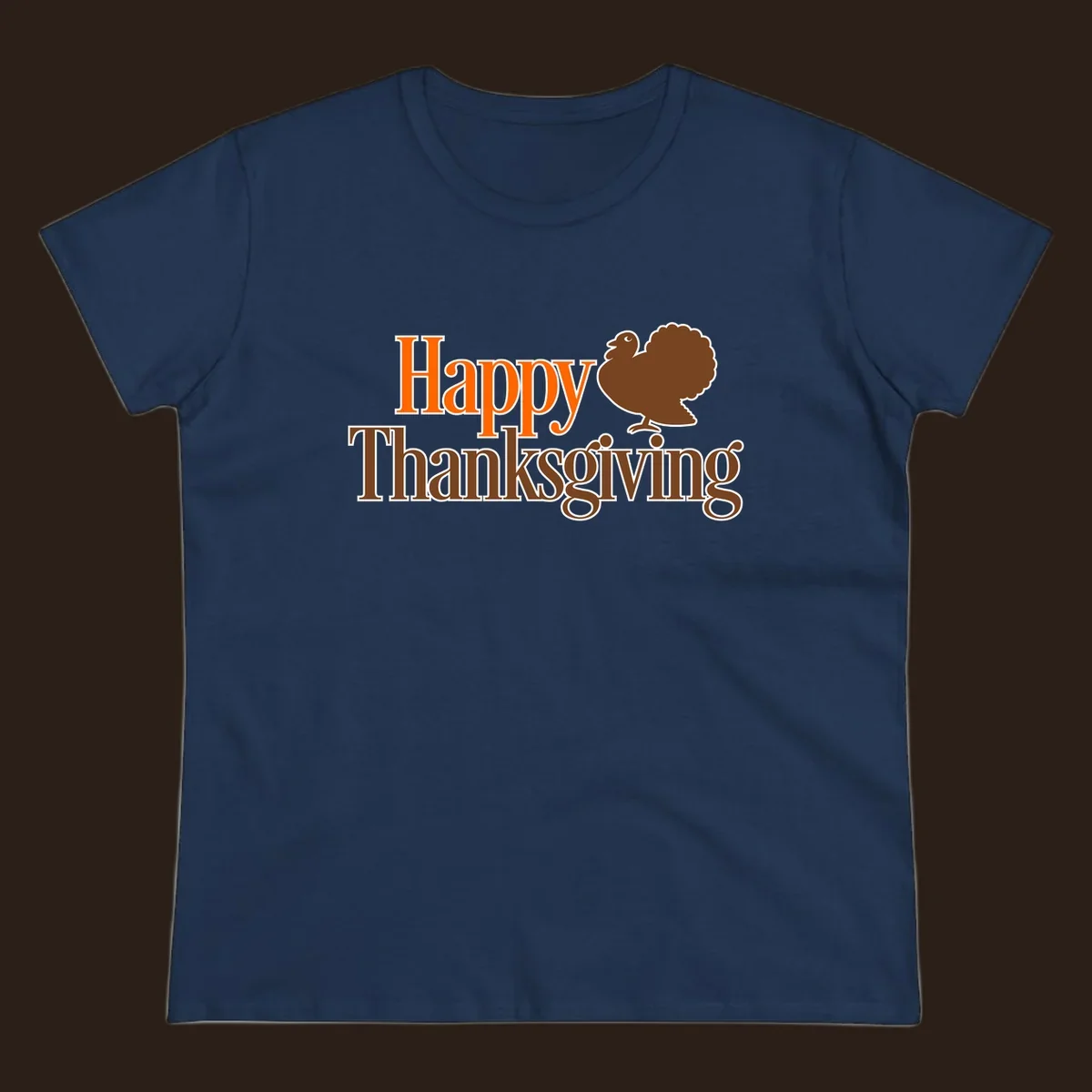 Happy Thanksgiving text with a cartoon turkey illustration, for Thanksgiving holiday.