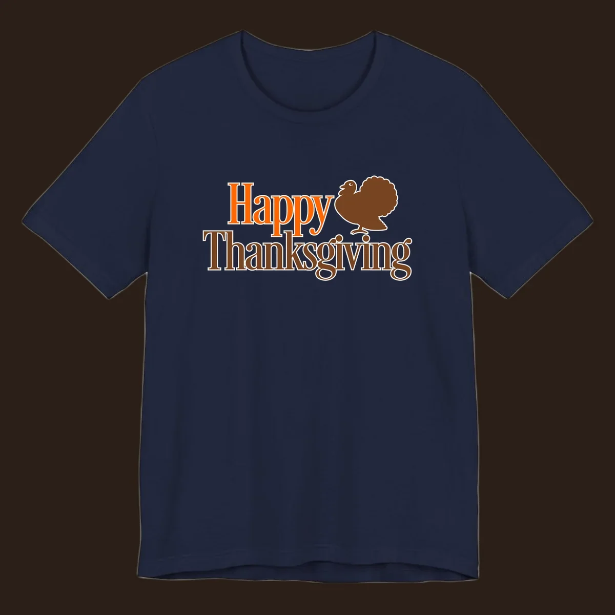 Happy Thanksgiving text with a cartoon turkey illustration, for Thanksgiving holiday.
