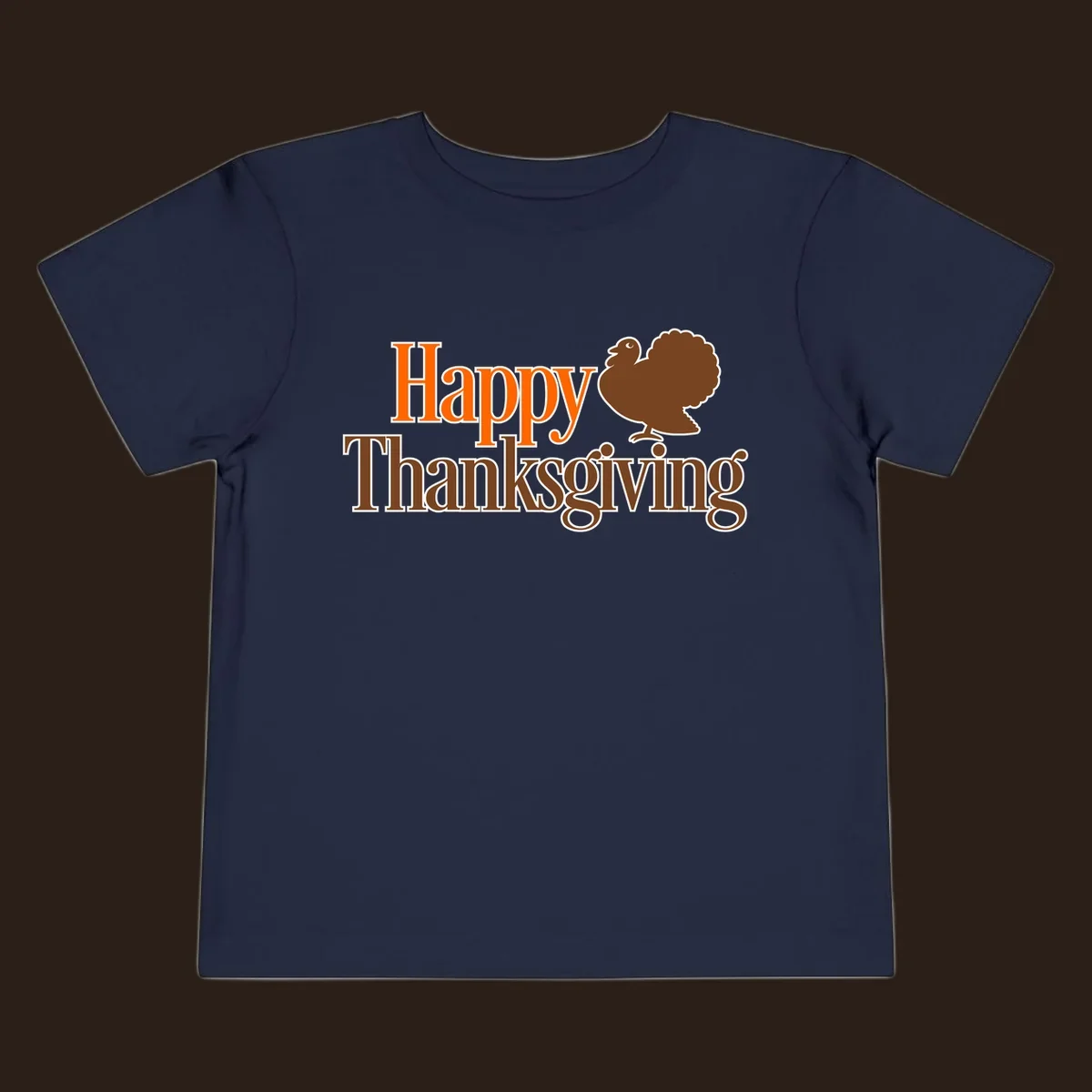 Happy Thanksgiving text with a cartoon turkey illustration, for Thanksgiving holiday.