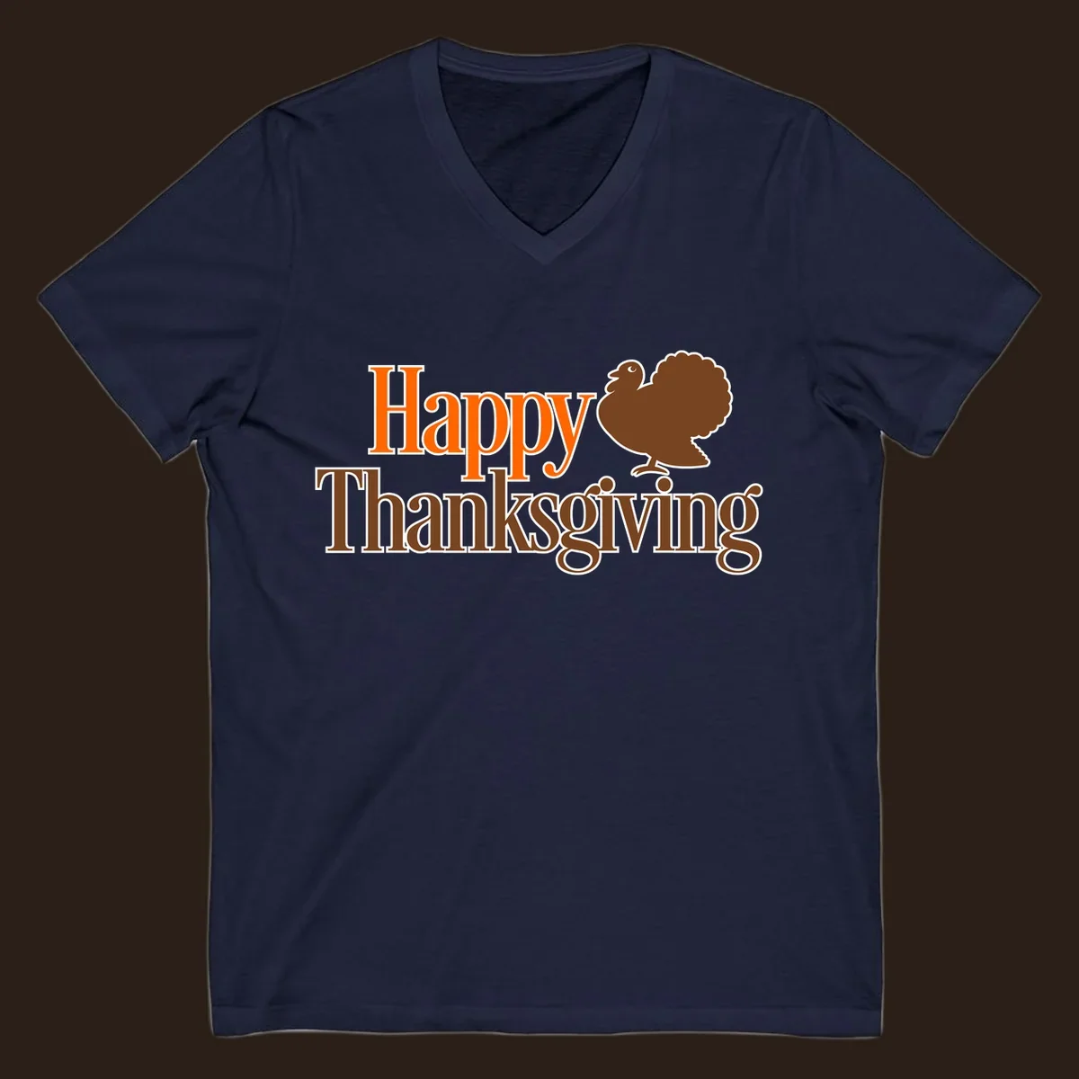 Happy Thanksgiving text with a cartoon turkey illustration, for Thanksgiving holiday.
