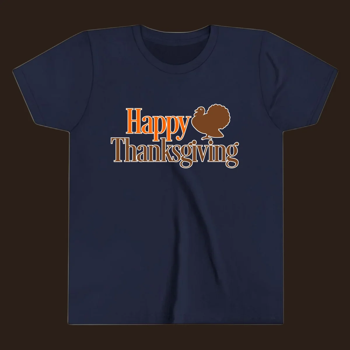 Happy Thanksgiving text with a cartoon turkey illustration, for Thanksgiving holiday.