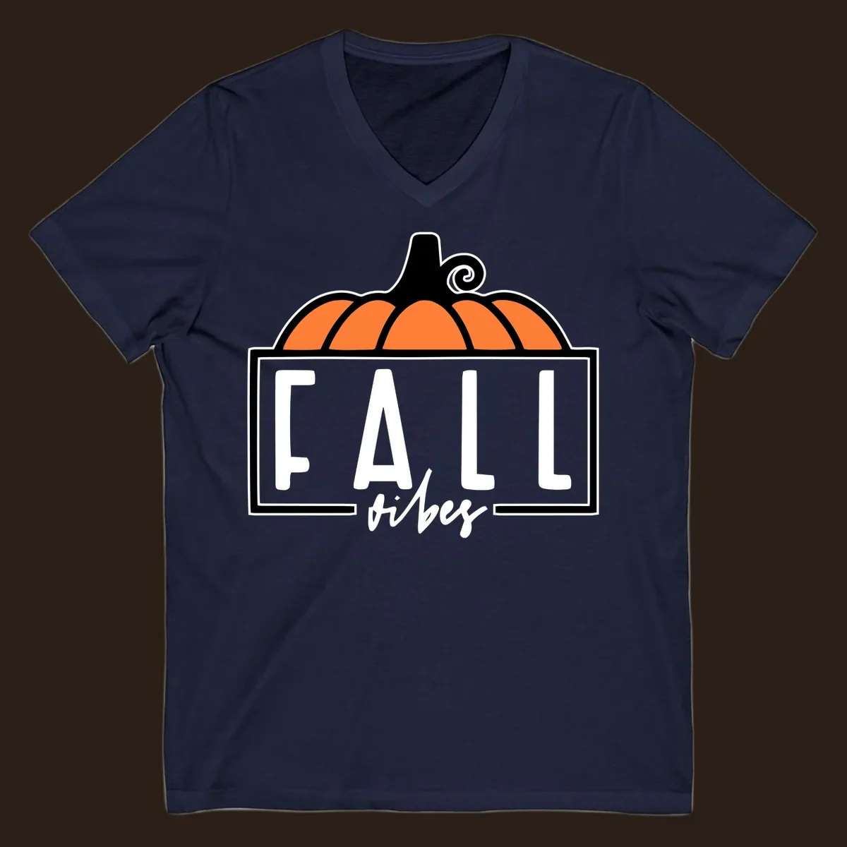 Fall vibes pumpkin graphic with text. Includes a pumpkin illustration and the words FALL and vibes.
