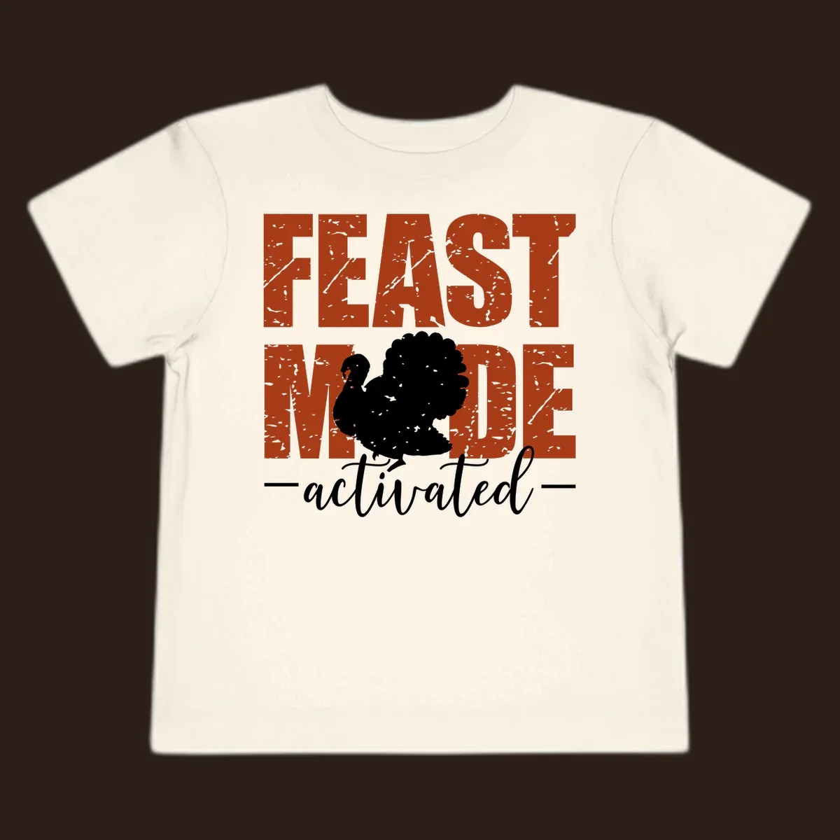 Feast Mode Activated turkey graphic for Thanksgiving shirts.