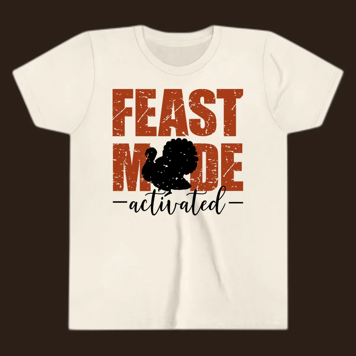 Feast Mode Activated turkey graphic for Thanksgiving shirts.