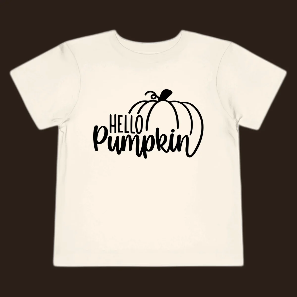 White hello pumpkin text with a pumpkin illustration, autumn holiday design