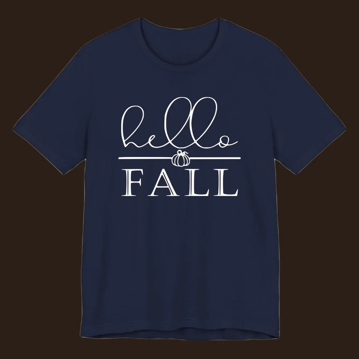 Hello fall pumpkin graphic with text and illustration