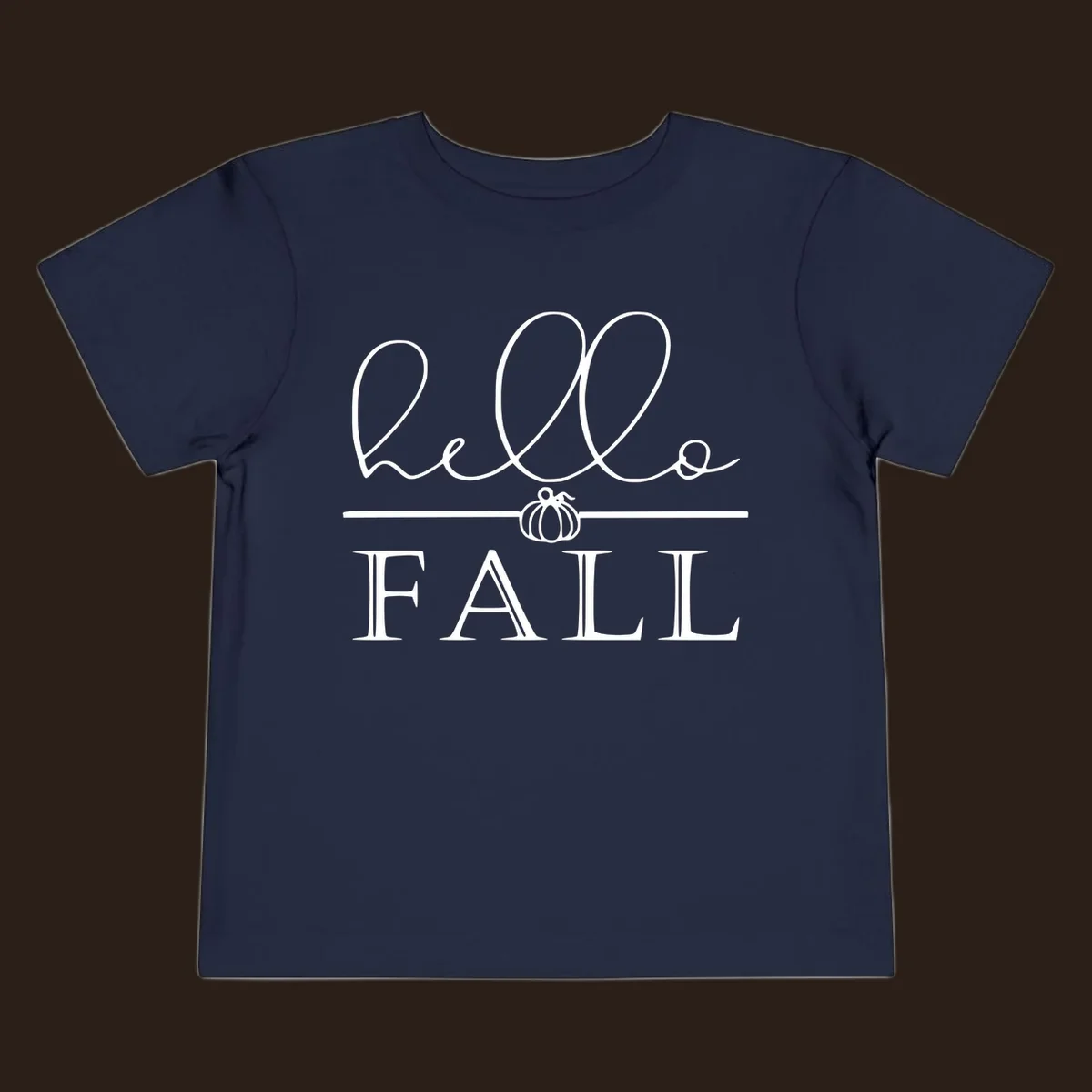 Hello fall pumpkin graphic with text and illustration