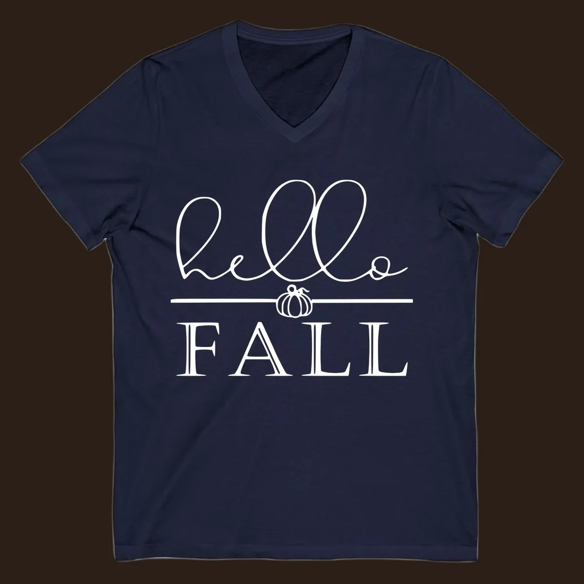 Hello fall pumpkin graphic with text and illustration
