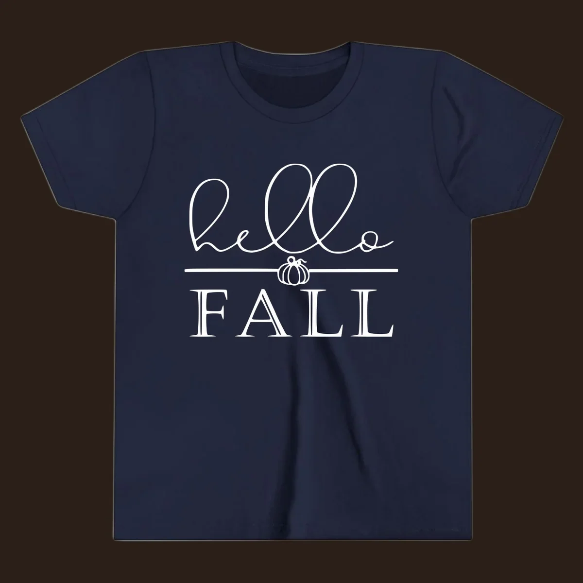 Hello fall pumpkin graphic with text and illustration