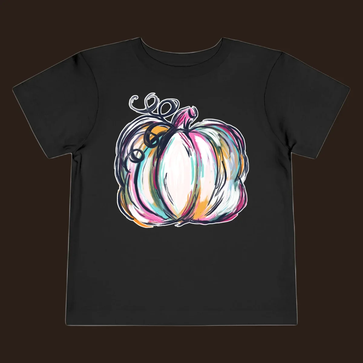 Abstract pumpkin with colorful brush strokes and swirls, fall graphic.