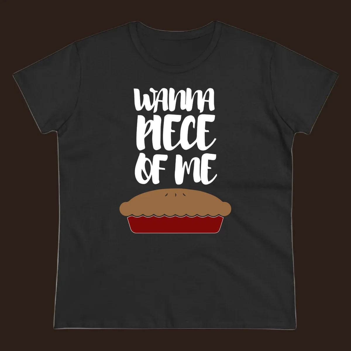 Wanna Piece Of Me pie pun thanksgiving text and illustration.
