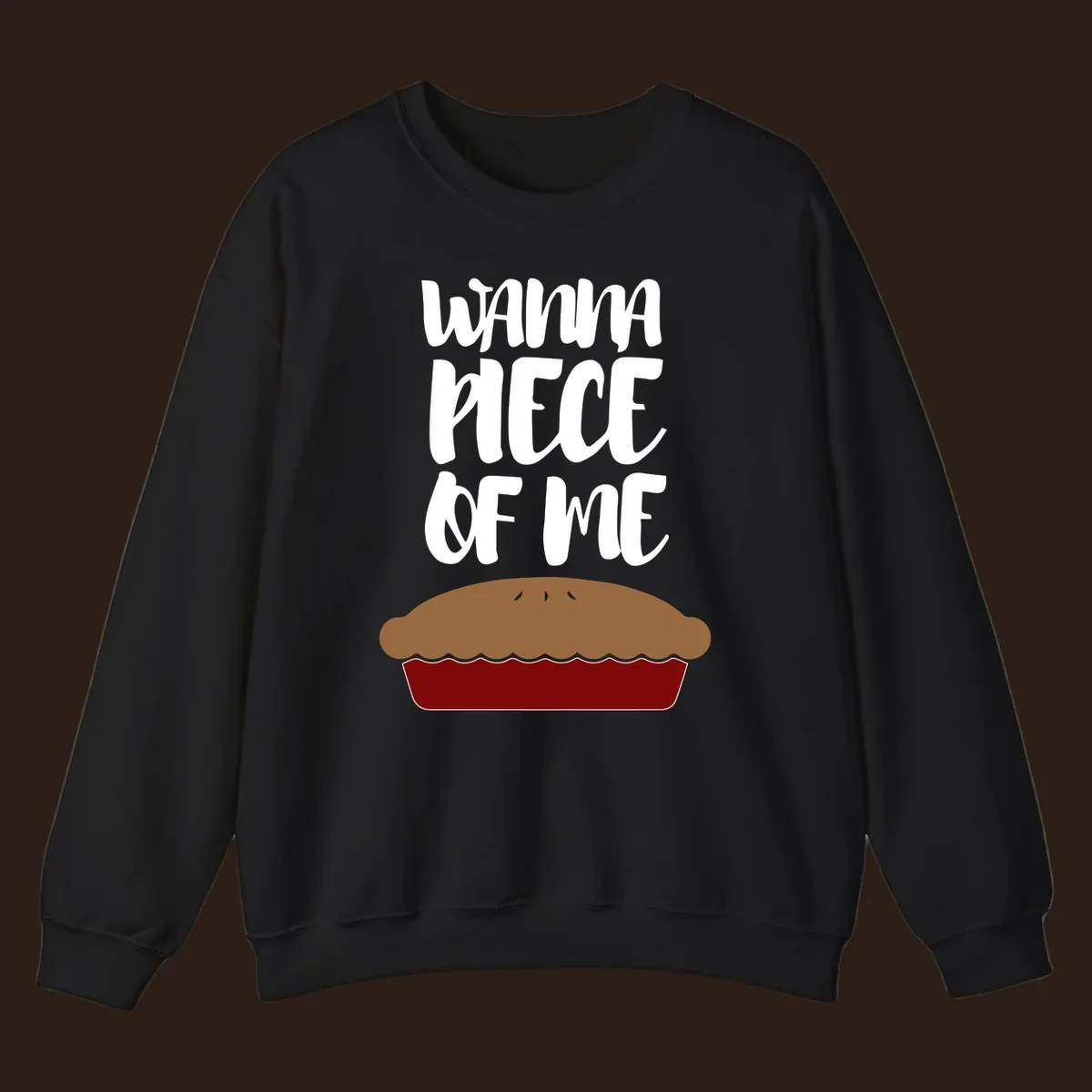 Wanna Piece Of Me pie pun thanksgiving text and illustration.
