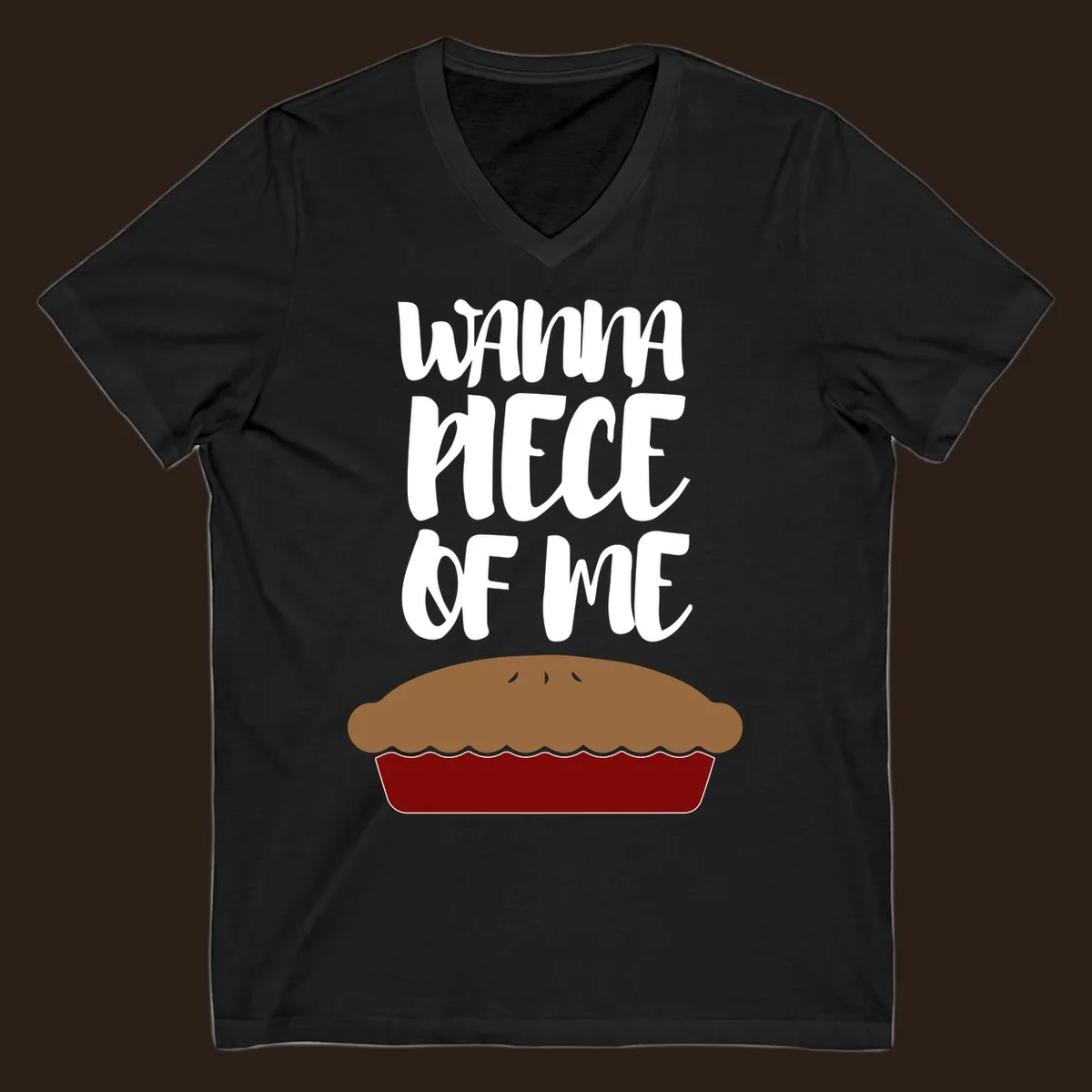 Wanna Piece Of Me pie pun thanksgiving text and illustration.