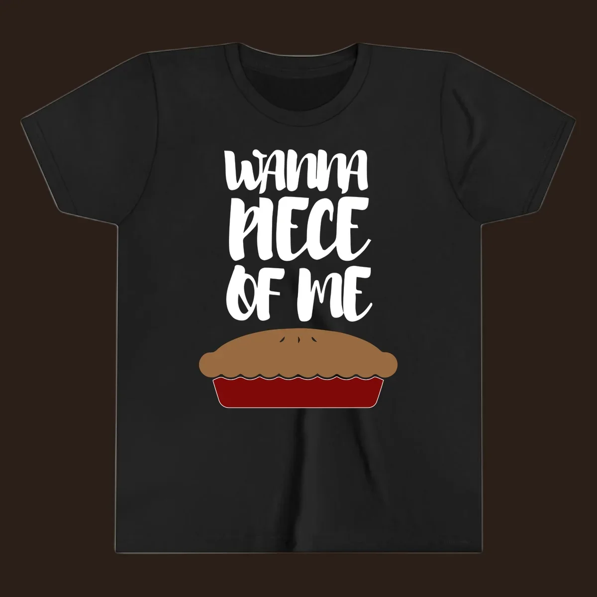 Wanna Piece Of Me pie pun thanksgiving text and illustration.