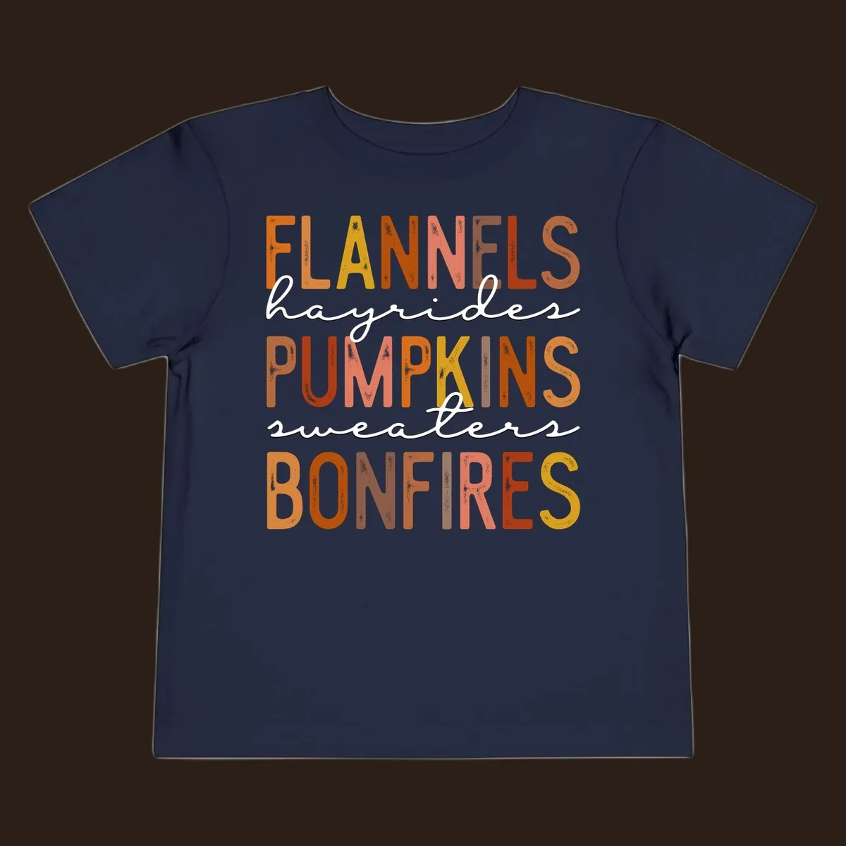 Fall word collection design with flannels, pumpkins, and bonfires.