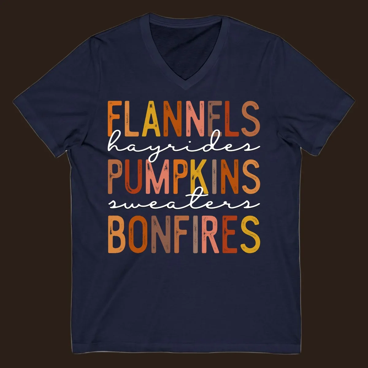 Fall word collection design with flannels, pumpkins, and bonfires.