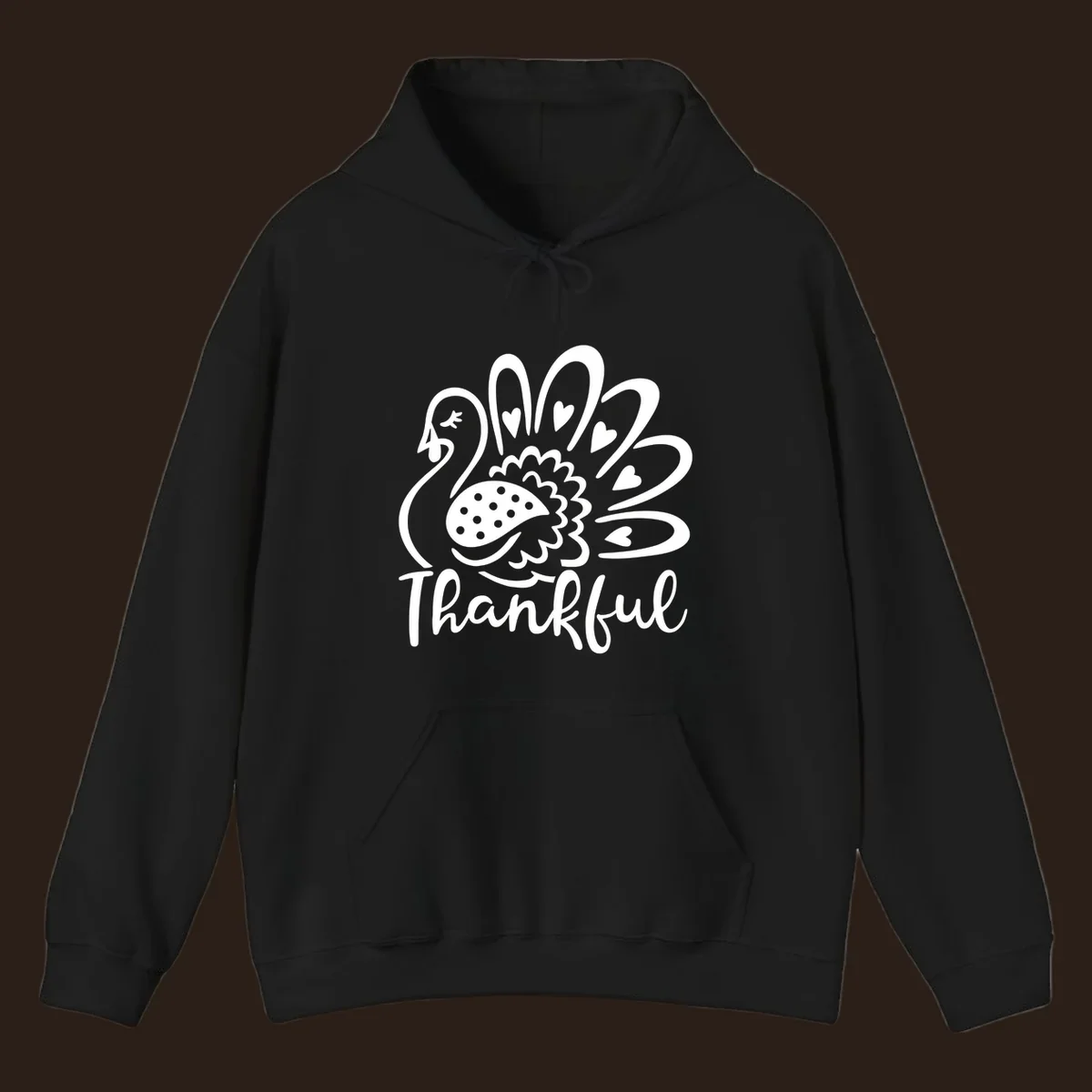 Cute thankful turkey illustration with hearts and polka dots, Thanksgiving shirt design.