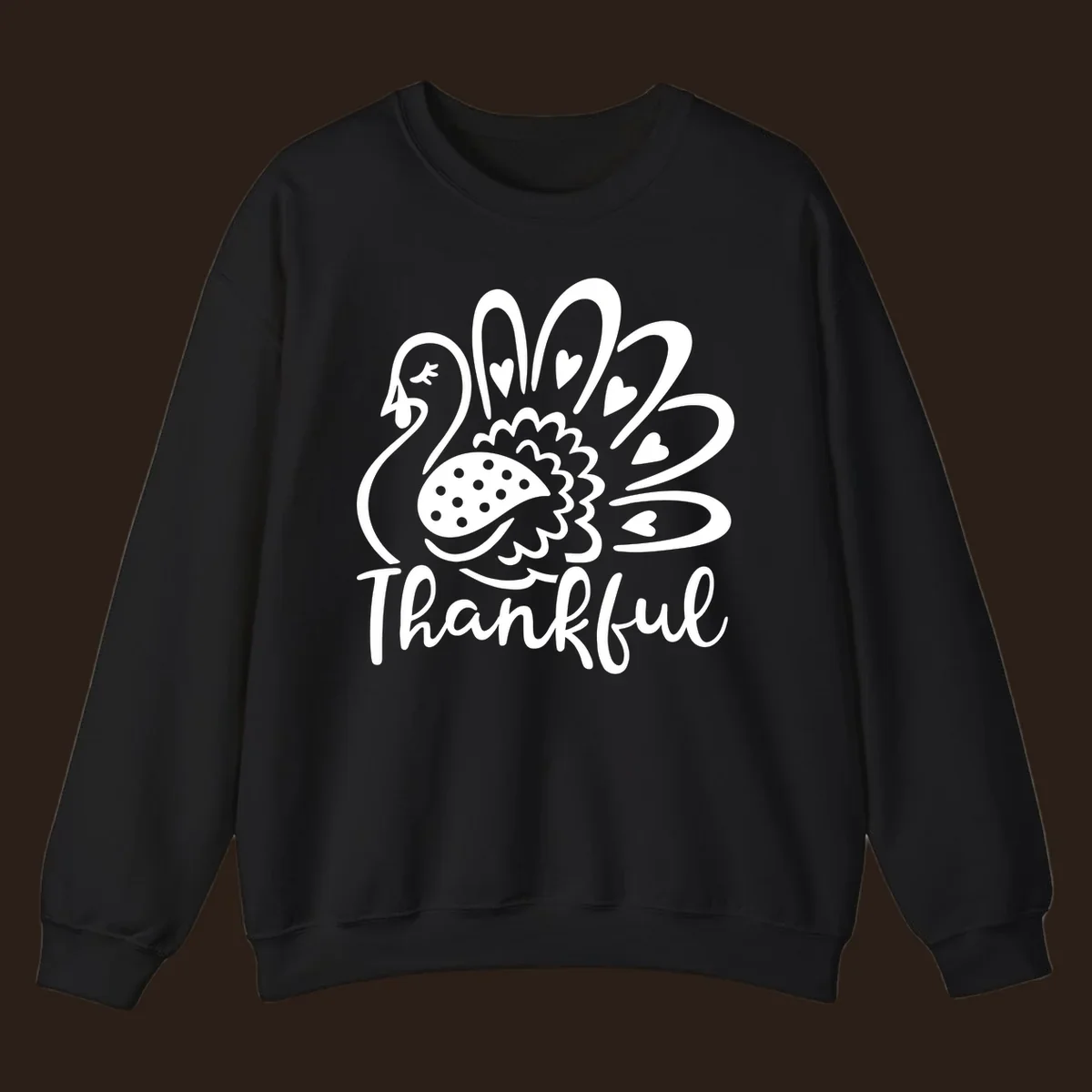 Cute thankful turkey illustration with hearts and polka dots, Thanksgiving shirt design.