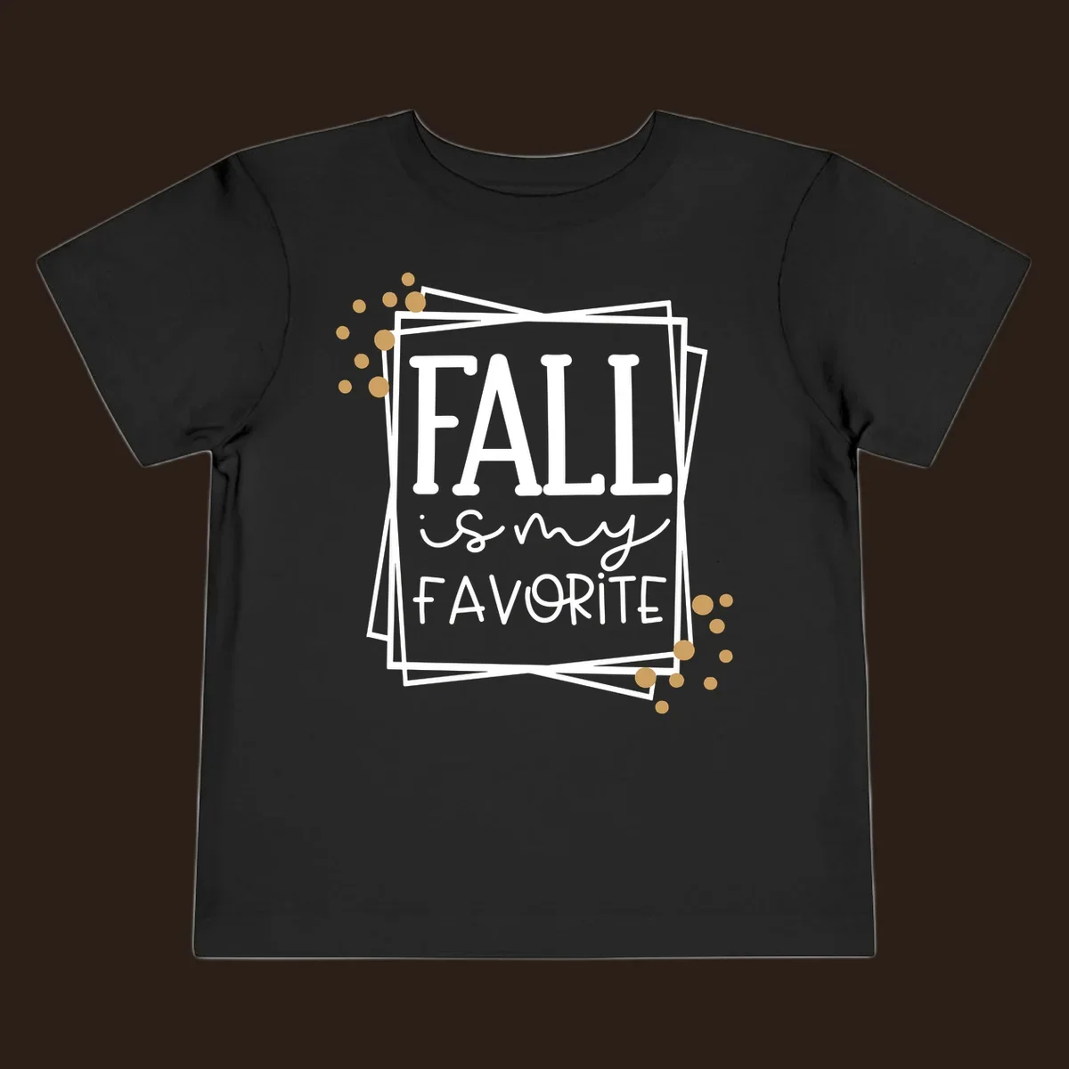 Fall is my favorite phrase typography design with white and gold accents on a black background.