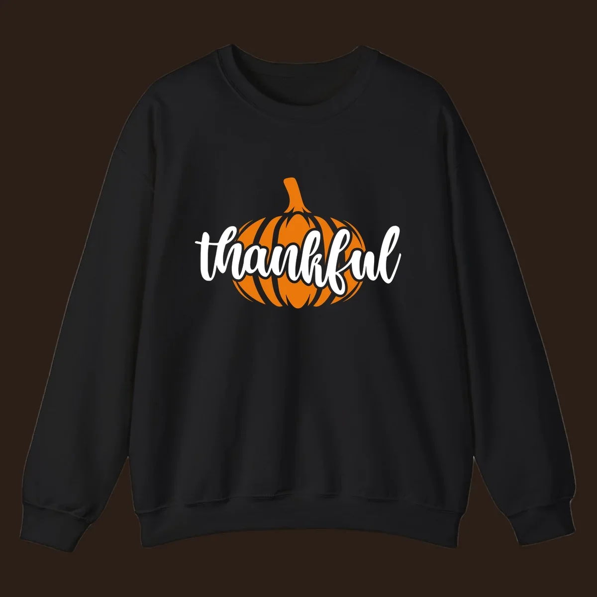 Fall thankful pumpkin script text graphic tee shirt design.