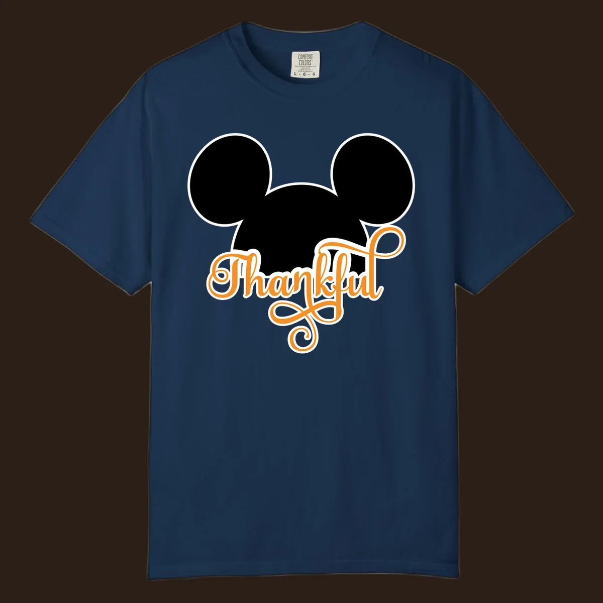 Disney Thanksgiving Mickey ears with the word "Thankful" in orange script.