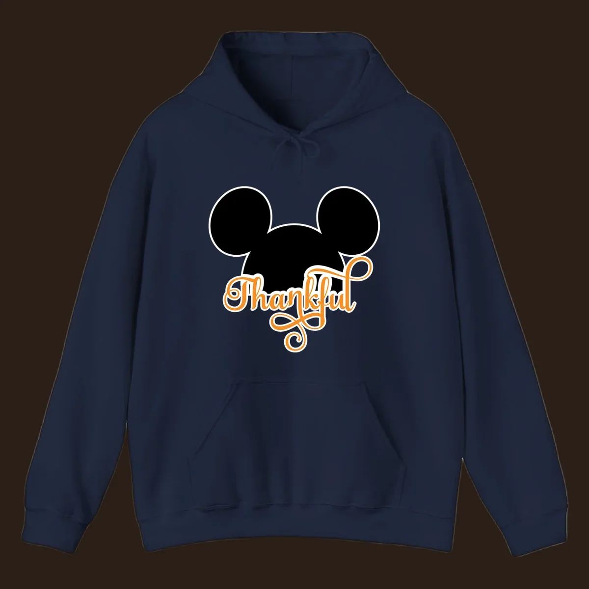 Disney Thanksgiving Mickey ears with the word "Thankful" in orange script.