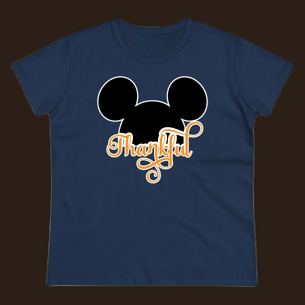 Disney Thanksgiving Mickey ears with the word "Thankful" in orange script.