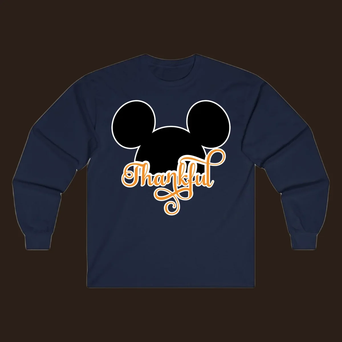 Disney Thanksgiving Mickey ears with the word "Thankful" in orange script.