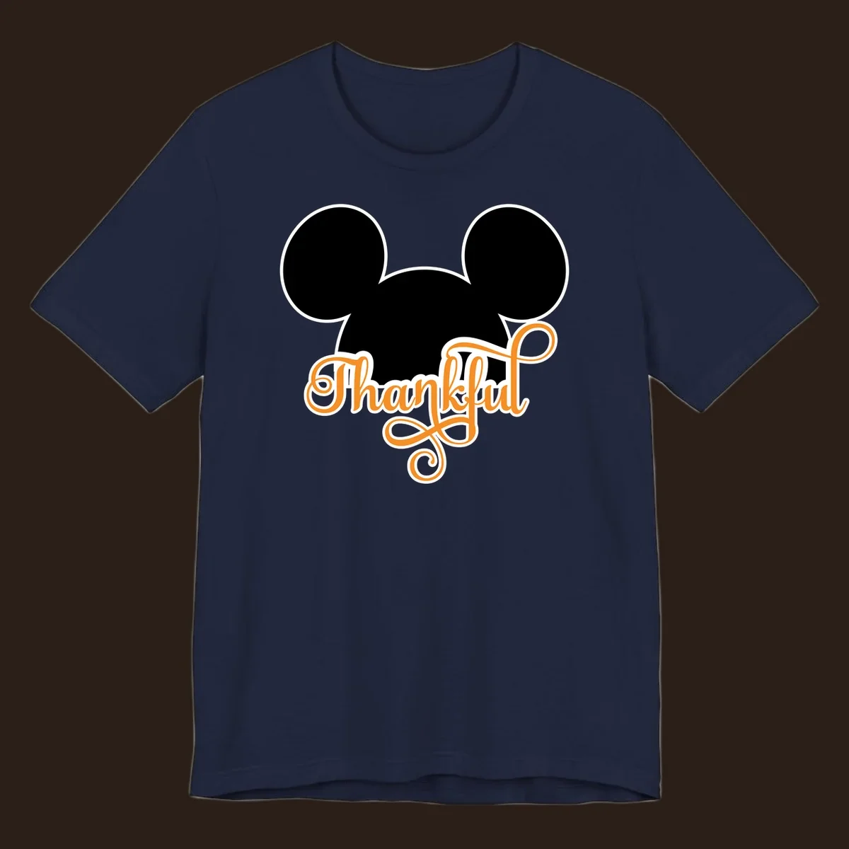 Disney Thanksgiving Mickey ears with the word "Thankful" in orange script.
