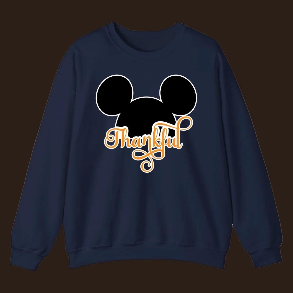 Disney Thanksgiving Mickey ears with the word "Thankful" in orange script.