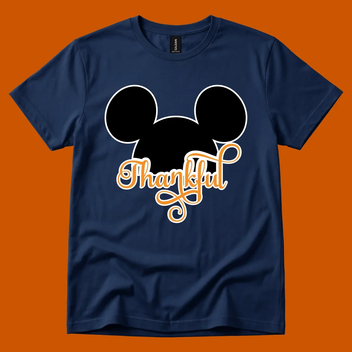 Disney Thanksgiving Mickey ears with the word "Thankful" in orange script.