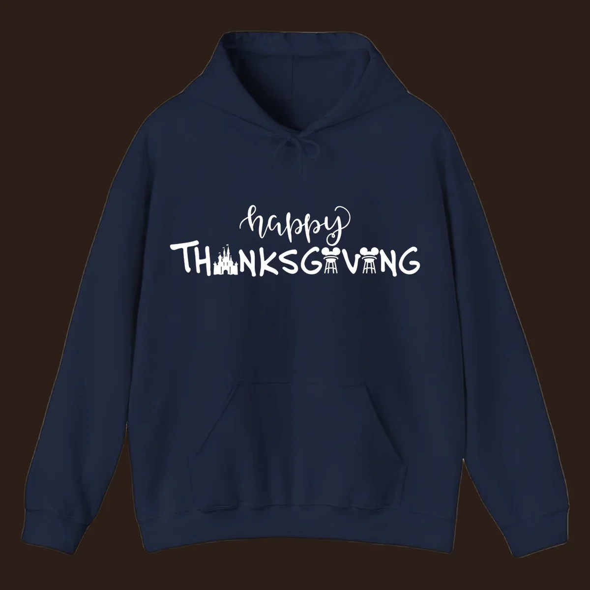 Happy Thanksgiving text design with Disney castle and Mickey Mouse ears, Disney-Thanksgiving.