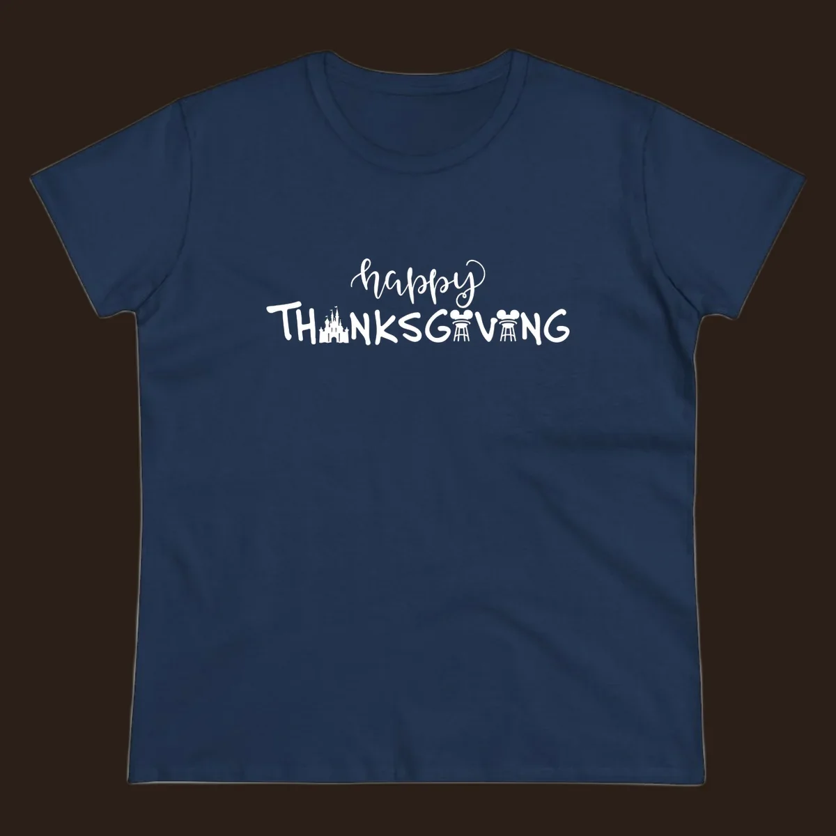 Happy Thanksgiving text design with Disney castle and Mickey Mouse ears, Disney-Thanksgiving.