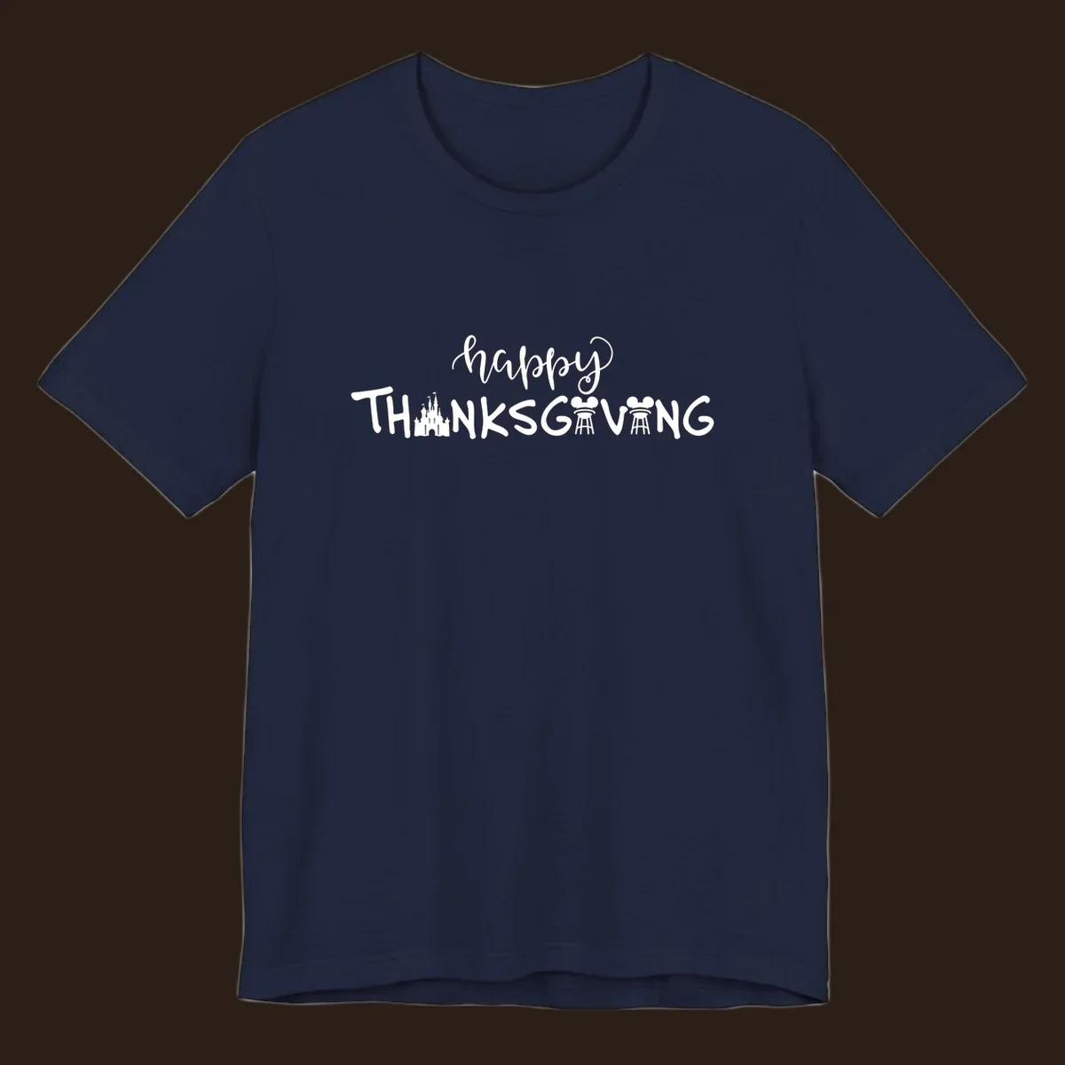 Happy Thanksgiving text design with Disney castle and Mickey Mouse ears, Disney-Thanksgiving.