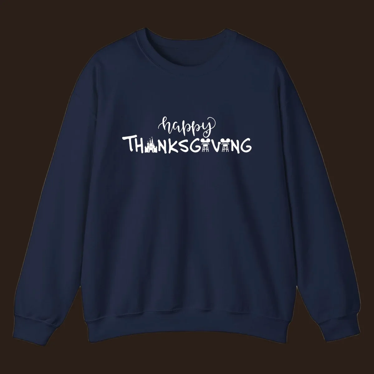 Happy Thanksgiving text design with Disney castle and Mickey Mouse ears, Disney-Thanksgiving.