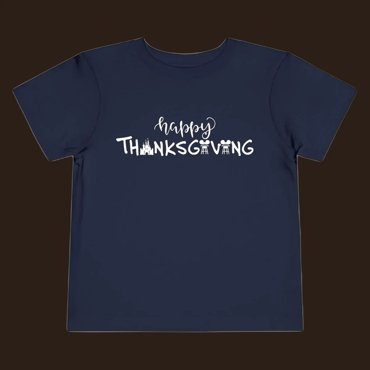 Happy Thanksgiving text design with Disney castle and Mickey Mouse ears, Disney-Thanksgiving.