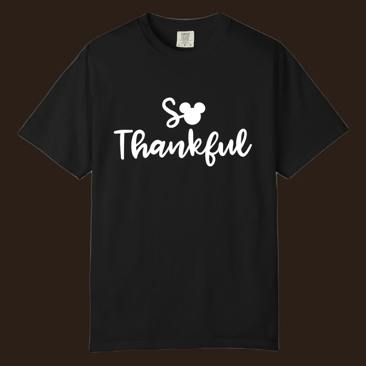 Disney Thanksgiving 'So Thankful' text with Mickey Mouse ears.