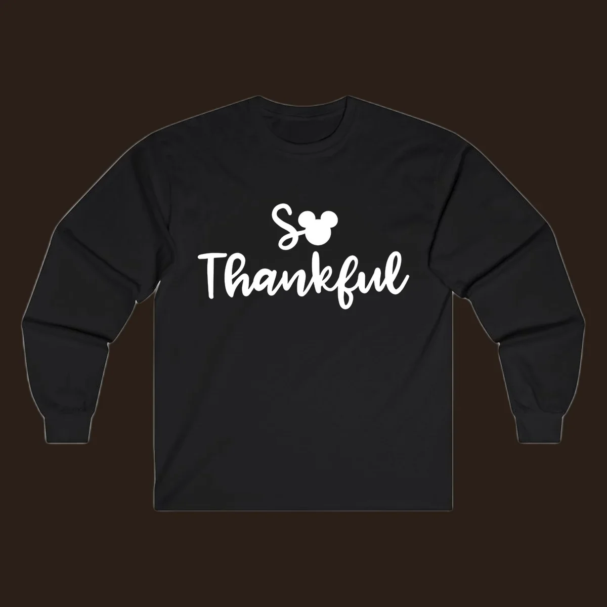Disney Thanksgiving 'So Thankful' text with Mickey Mouse ears.