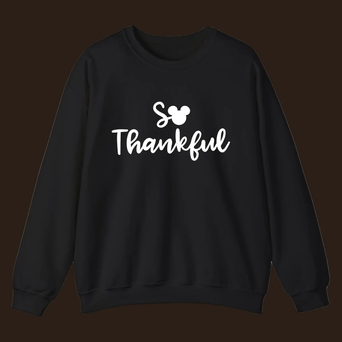 Disney Thanksgiving 'So Thankful' text with Mickey Mouse ears.