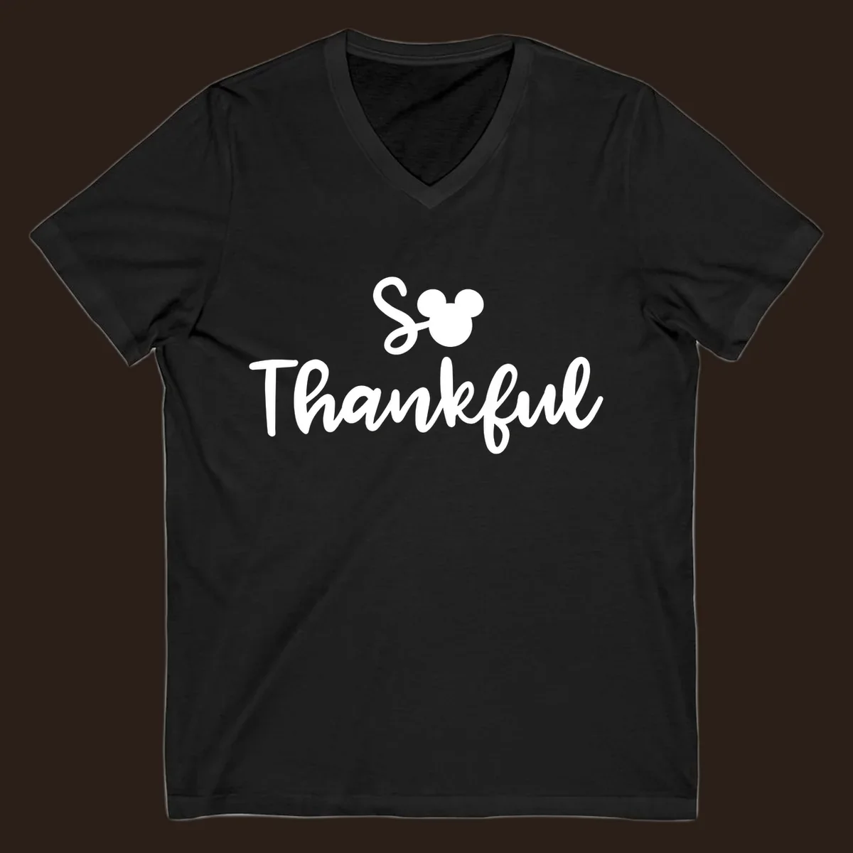 Disney Thanksgiving 'So Thankful' text with Mickey Mouse ears.