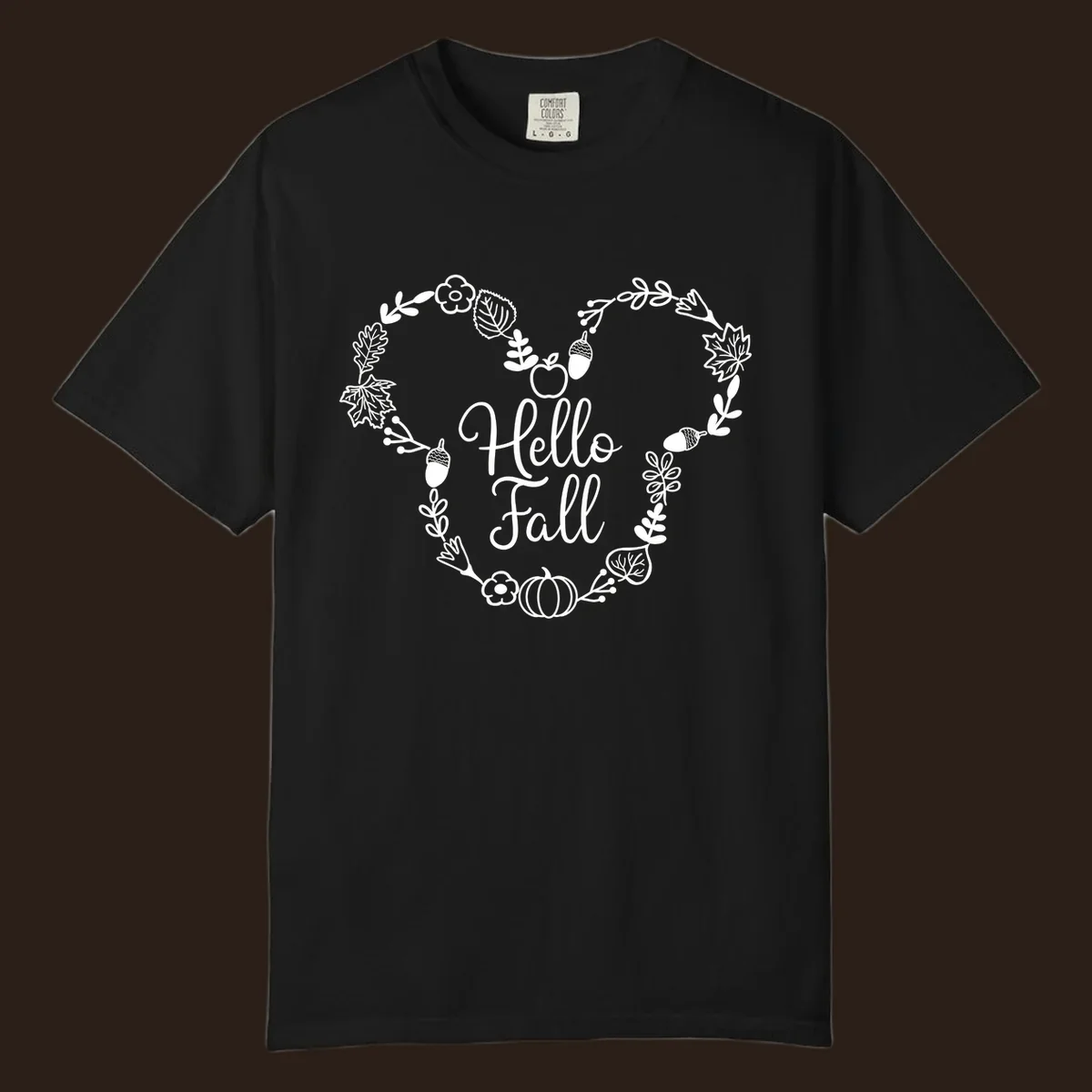 Hello fall heart wreath autumn leaves pumpkin illustration design