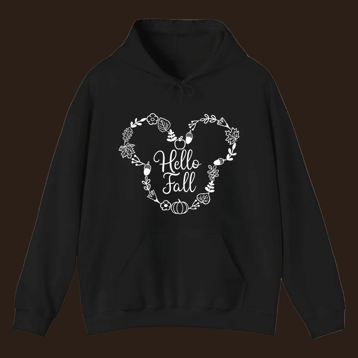 Hello fall heart wreath autumn leaves pumpkin illustration design